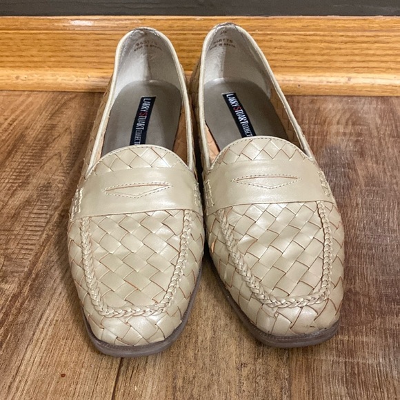 Larry Stuart gold metallic basket weave pattern slip on loafers size 9M - Picture 1 of 11